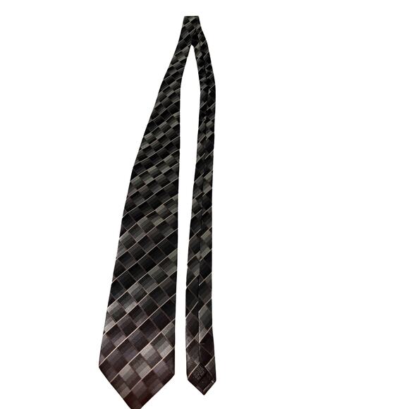 Charles Wain Tie Mens Silk Necktie Brown Gray Geometric Designer 59 inch - Picture 4 of 5